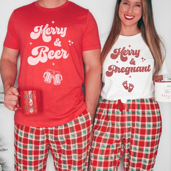 Couples Pregnancy Announcement Shirts Christmas Pregnancy Reveal Shirts Mom to Be Dad to Be Christmas Pjs Funny Holiday Baby Announcement Etsy