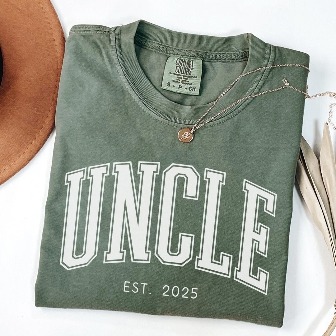 Comfort Colors® Retro Uncle Est Year Shirt, Pregnancy Announcement ...