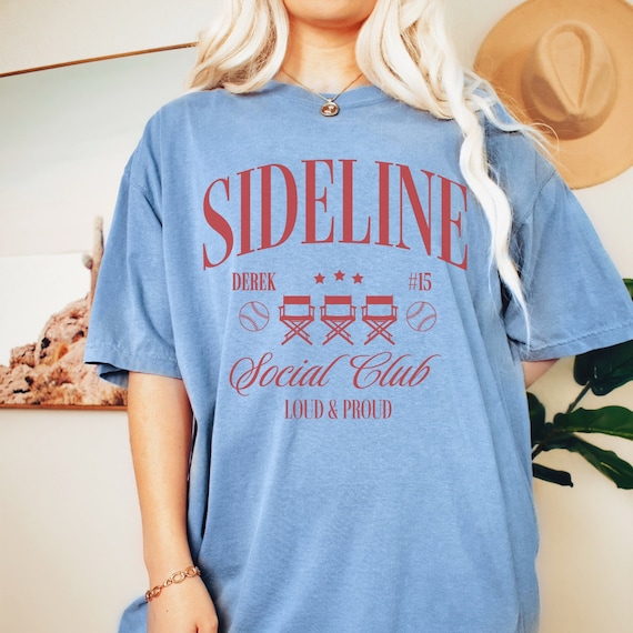 Sideline Social Club Custom Baseball Mom Shirt, Comfort Colors Baseball Season Shirt, Sports Mom Tee, Personalized Baseball Gifts
