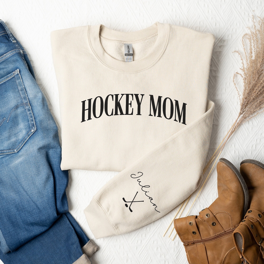 Embroidered Hockey Mom Apparel Custom Hockey Mom Sweatshirt With