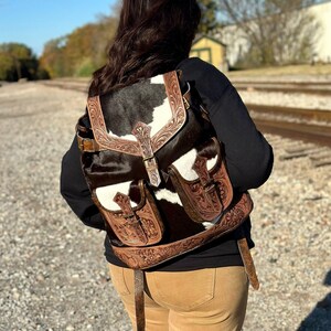 Montana West leren rugzak Zuidwest leren haar op rugzak Western