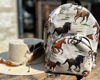 Mini Backpack, Horse Backpack, Personalized Backpack, Wild Horse, Western Backpack, Equestrian Backpack, Toddler Backpack, Cowboy, Cowgirls