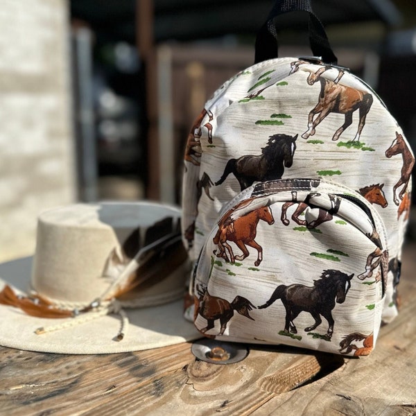 Mini Backpack, Horse Backpack, Personalized Backpack, Wild Horse, Western Backpack, Equestrian Backpack, Toddler Backpack, Cowboy, Cowgirls