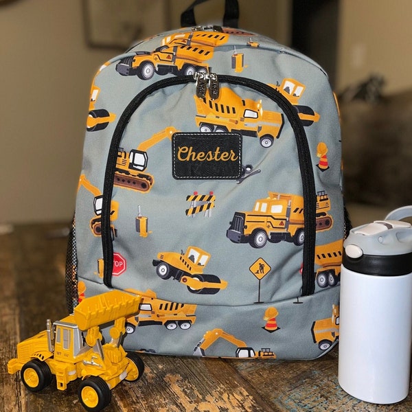 Western Backpack, Construction Truck Backpack, Personalized Backpack, Truck Backpack, Yellow Truck, Dump Truck, Personalized Gift, Truck Bag