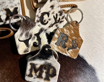 Custom Branded Cowhide Keychain, Cow Tag, Cattle Tag, Western, Rodeo, Cowboy, Cowgirl, Country, Cows, Keychain Accessories,Personalized Gift