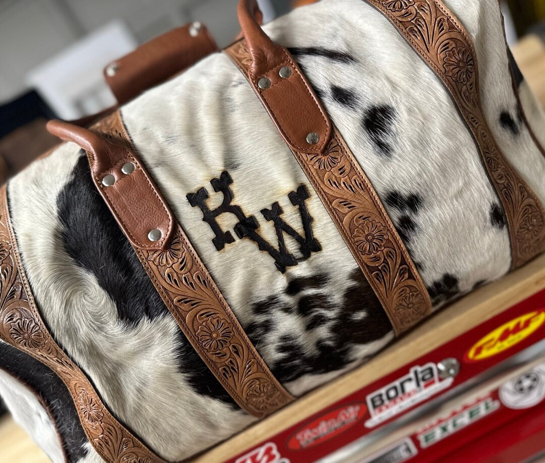 Leather Duffle, Weekender Duffle, Cowhide Duffle, Western Duffle
