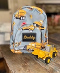 Mini Backpack, Construction Truck Backpack, Personalized Backpack, Construction Trucks, Toddler Backpack, Personalized Gift, Yellow Trucks