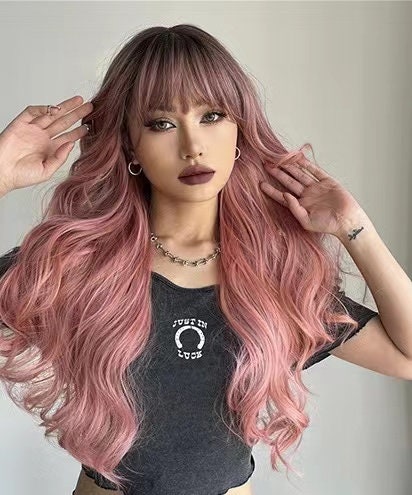 Grey Pink Wig Etsy