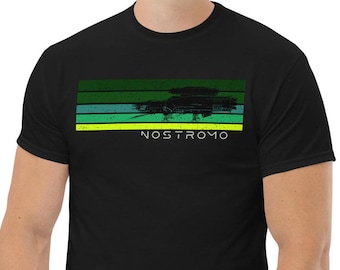 Camiseta retro de la nave Nostromo – Camiseta de ciencia ficción inspirada en extraterrestres