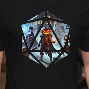 DnD Halloween D20 Adventures | Dungeons and Dragons | D20 dice Shirt | dnd present, dnd christmas Unisex t-shirt  - Multiple Colour Options