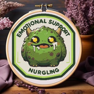 Wargamer Cross Stitch Gift, Emotional Support Nurgling Cross Stitch Pattern, PDF Digital Download, nerdy, Modern Cross Stitch Gift Wargaming
