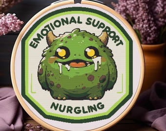Wargamer Cross Stitch Gift, Emotional Support Nurgling Cross Stitch Pattern, PDF Digital Download, nerdy, Modern Cross Stitch Gift Wargaming