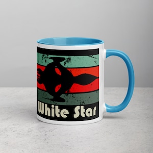 Retro weißer Stern Babylon 5, Science Fiction, Nostalgie, Geschenk, Muttertag, Vatertag, Tasse mit Farbe im Inneren
