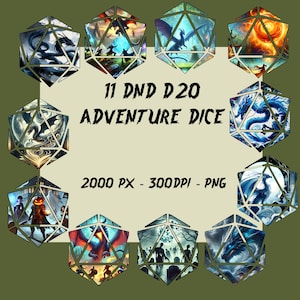 11 DnD D20 Clipart, DnD PNG bundle, digital download, Dungeons and Dragons Art Digital Downloads