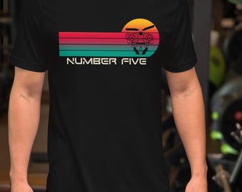 Camiseta con el número 5, camiseta de Cortocircuito, camiseta de Johnny 5, película de los 80, películas retro, camiseta unisex (varios colores)