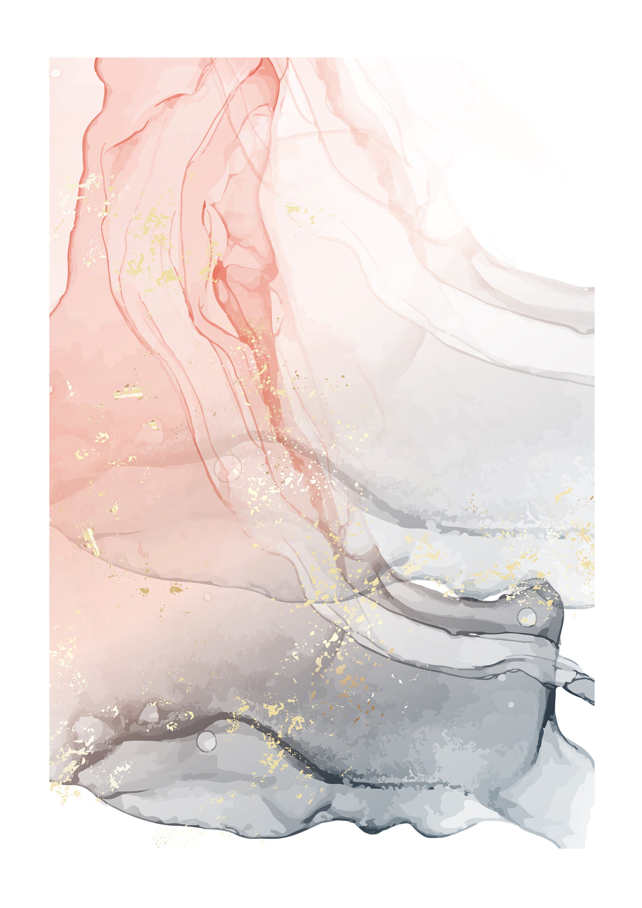 Set of 2 Pink and Silver Abstract Wall Art Etsy