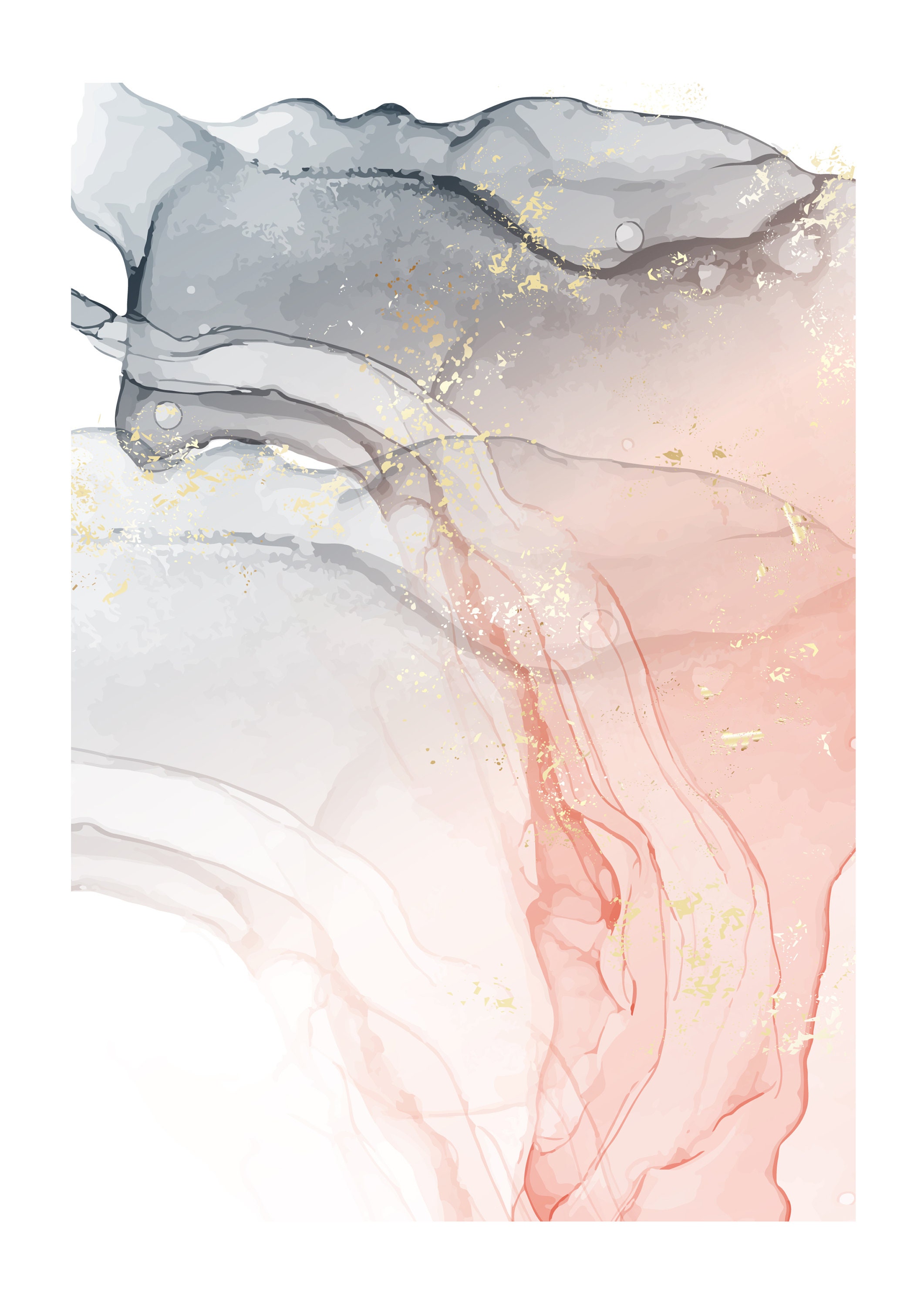 Set of 2 Pink and Silver Abstract Wall Art Etsy