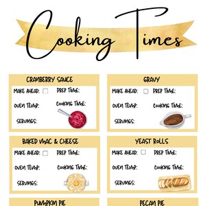 Dinner Planning Sheet| Cooking Times Chart| Custom chart| Printable| INSTANT DOWNLOAD