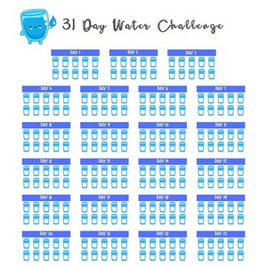 Water Tracker Printable | Monthly Water Intake Tracker | Hydration Tracker | Water Log  | Instant Download| Printable Stationery| 31 days