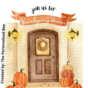 Thanksgiving or Friendsgiving Invitation Card| Personalized| Download| Happy Thanksgiving |Pumpkin