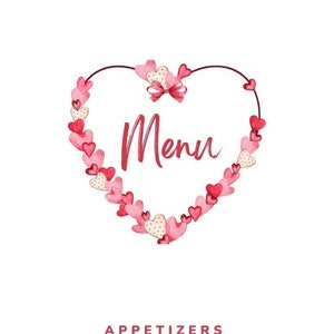 Menu Jantar Dia dos Namorados |Menu Personalizado| Menu do Jantar do Dia de Galentino |Menu do Dia dos Namorados| Aperitivo| Prato Principal | Sobremesa