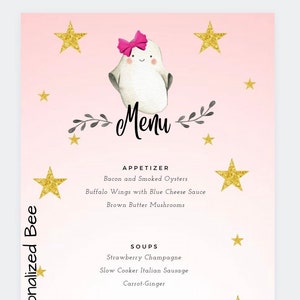 FESTA Fantasma rosa bebê | Menu de festa de Halloween | | BAIXAR| Personalizado| Customizar