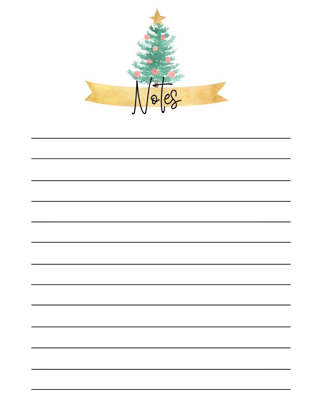 Christmas Tree Notes Sheet Blank | Party Planner Sheet | Instant ...