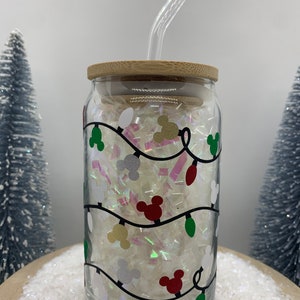 Luces de Navidad vaso de cerveza / Vaso de Navidad / Regalo de Navidad / Café helado / Adornos de purpurina