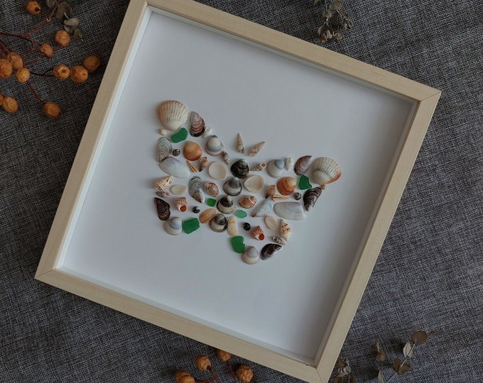 Butterfly Seashell Wall Decor Butterfly Small Framed Shell Art - Etsy