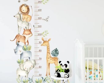 Nursery Jungle Height Chart Decal/Wall Sticker, Removable Wall Decal, Animal Wall Decals, Home Decor, Nursery Wall Decal, Neutral, Baby