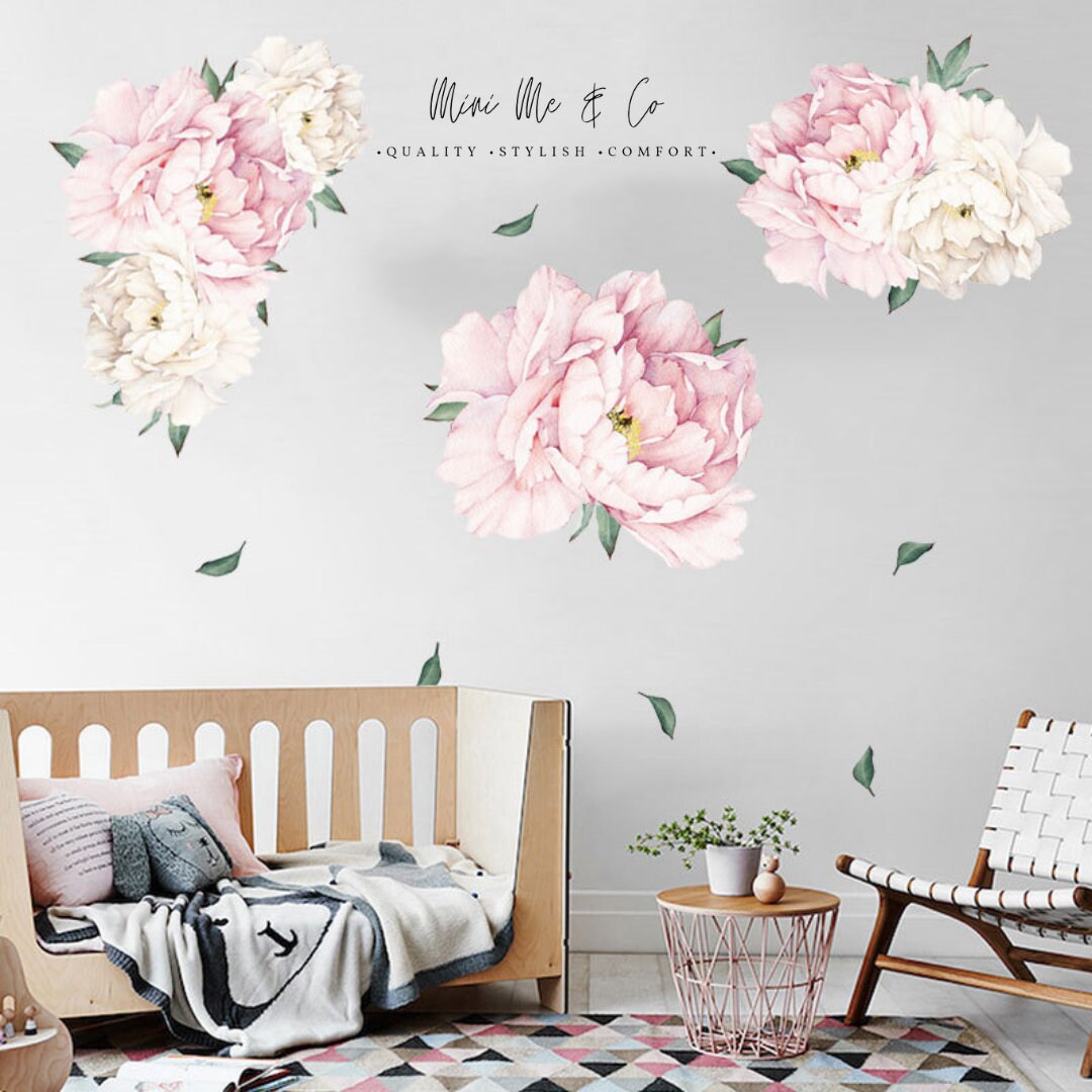 Fabric Nursery Peony Wall Sticker/decal, Nursery Wall Decal, Floral ...