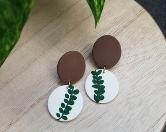Botanical Vine Detail Handmade Earrings - Inspired by Nature with Delicate Leafy Design