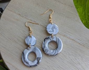 Handmade Clay Earrings - Natural Abstract Marble Design