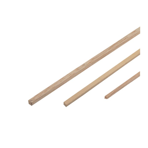 24 pièces BALSA Large 6mm x6mm x320mm Bandes de bois Onlay Applique Non peint 24pc pour 1/12 1:6 1/6 ou 1/4 cadres de panneaux miniatures de maison de poupée