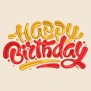 Stickdatei Happy Birthday für Geschenkherstellung | Stickkarten in DST, PES, EMB & More, 4 Zoll und 7 Zoll