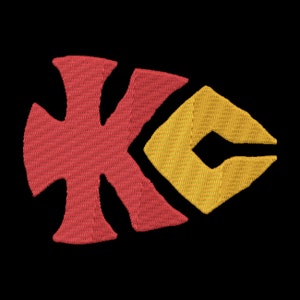 Diseño de bordado de KC para fanáticos de los deportes en DST, PES y más, monocromático y bicolor, fútbol, Superbowl / Descarga instantánea más vendida