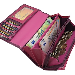 Große Rind-Nappa Leder Damen Geldbörse / Geldbeutel / Portemonnaie / Geldtasche mit RFID & NFC Schutz Mehrfarbig