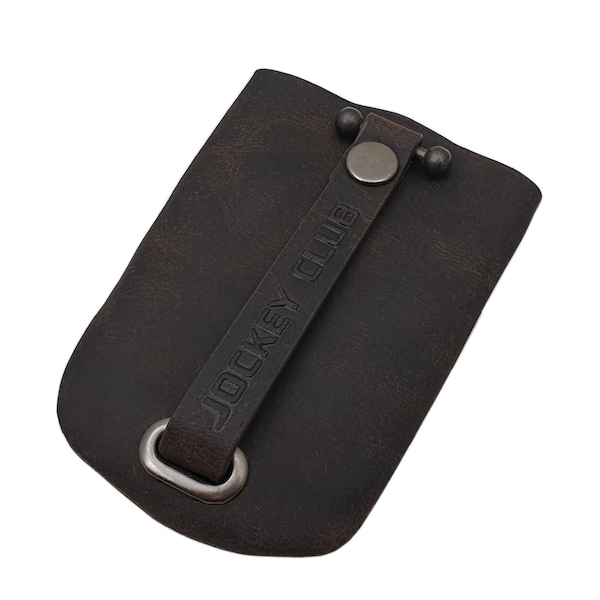 Büffel-Vollleder Schlüsselglocke / Schlüsseltasche / Schlüsseletui / mit einen ein- und ausziehbaren Schlüsselring in Braun