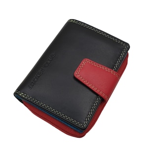 Kleine Rind-Nappa Leder Damen Geldbörse / Geldbeutel / Portemonnaie / Geldtasche mit RFID & NFC Schutz Mehrfarbig