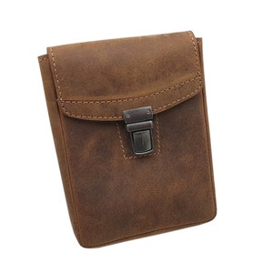 Büffel-Vollleder Gürteltasche / Tasche in Hochformat in Braun