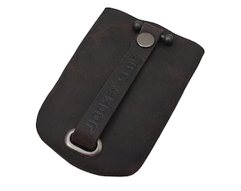 Büffel-Vollleder Schlüsselglocke / Schlüsseltasche / Schlüsseletui / mit einen ein- und ausziehbaren Schlüsselring in Braun