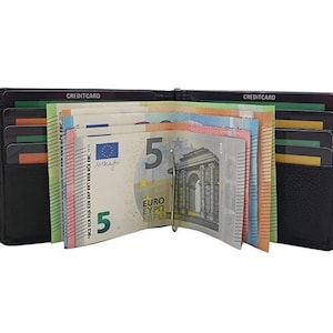 Rindleder Dollarclip Geldbörse / Geldbeutel / Portemonnaie / Portmonaise / Geldtasche mit RFID & NFC Schutz mit Ersatzdollarclip in Schwarz Bild 1