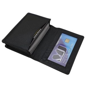 Büffelleder Kreditkartenetui / Kartenetui / Visitenkartenetui / Scheckkartenetui / Kartenmäppchen mit RFID & NFC Schutz in Schwarz