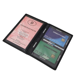Rind-Nappa Leder Ausweisetui / Ausweishülle / Ausweistasche / Kreditkartenetui / Kartenetui mit RFID & NFC Schutz in Schwarz