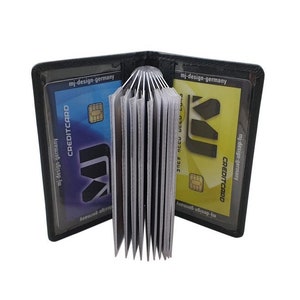 Kalbsleder Kreditkartenetui / Kartenetui / Visitenkartenetui / Scheckkartenetui / Kartenmäppchen mit RFID & NFC Schutz in Schwarz