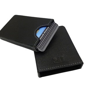 Büffelleder Kartenbox / Kreditkartenetui / Visitenkartenetui / Kartenetui in Schwarz