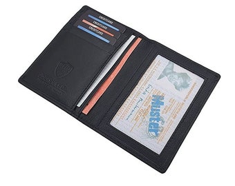 Rind-Nappa Leder Ausweisetui / Ausweishülle / Ausweistasche / Kreditkartenetui / Kartenetui mit RFID & NFC Schutz in Schwarz