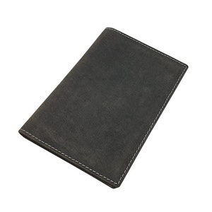 Büffel-Vollleder Ausweismappe für Fahrzeugschein, Schwerbehindertenausweis, Waffenschein, Jagdschein etc. in Vintage-Grau