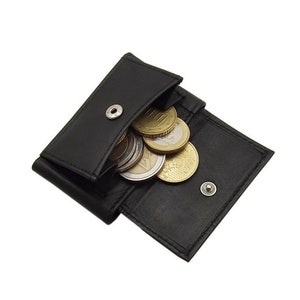 Kalbsleder Mini Geldbörse / Geldbeutel / Portemonnaie / Portmonaise / Geldtasche / Portmonee in Schwarz