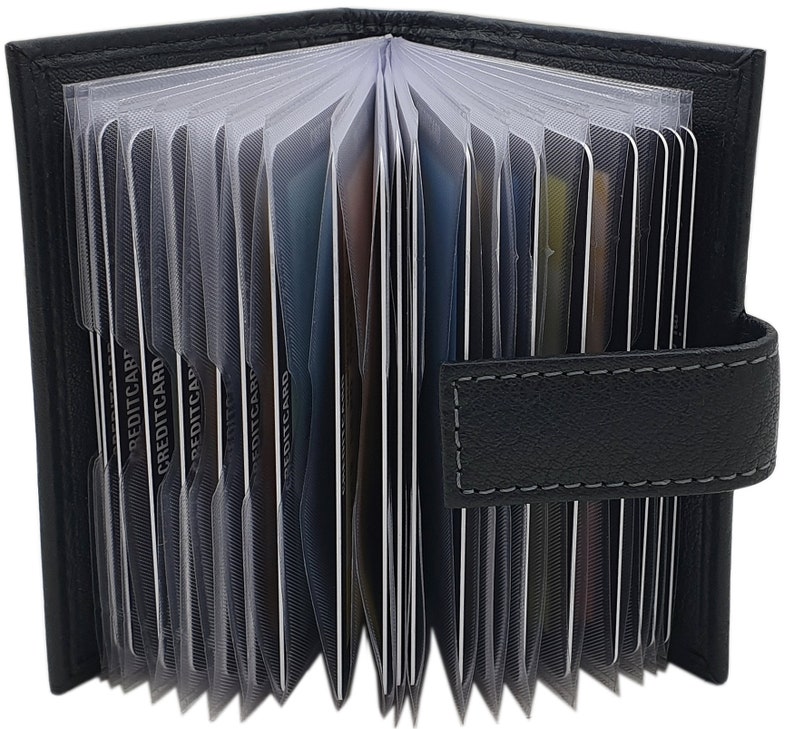 XXL Büffelleder Kreditkartenetui / Kartenetui / Visitenkartenetui / Scheckkartenetui / Kartenmäppchen mit RFID & NFC Schutz in Schwarz Bild 2